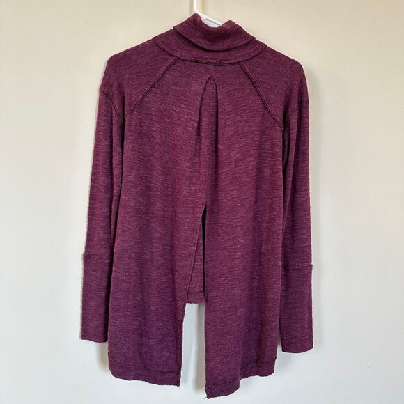 We the Free Split Back Turtleneck Long Raglan Sleeve High Low Hem Purple XS - Picture 8 of 10
